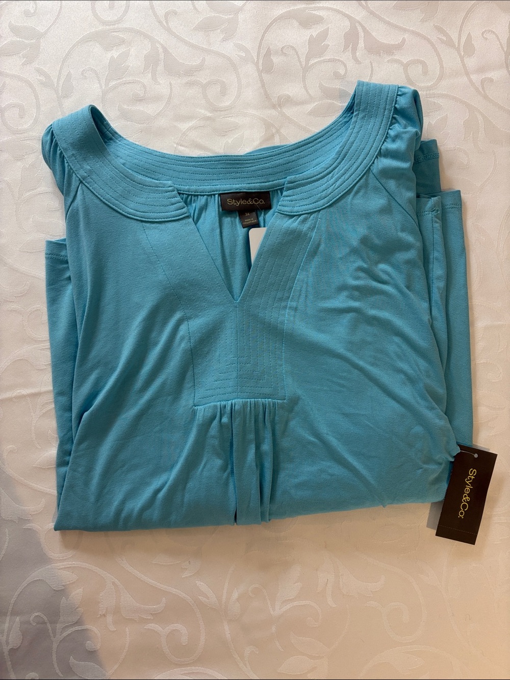 Style & Co. Women's Teal shirt Split Neck